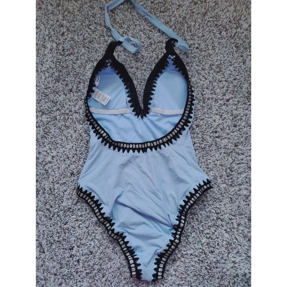 Bar III Be Weave It Monokini One-Piece High-Leg Blue Swimsuit Size XS - Picture 2 of 7